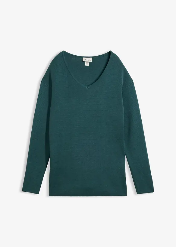 Milano Rib-genser med V-hals, bonprix