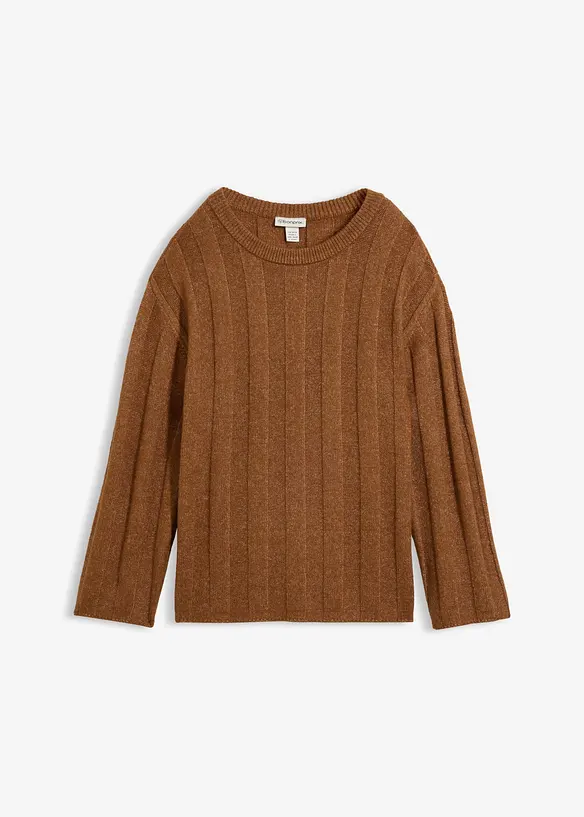 Oversized, ribbestrikket genser, bonprix
