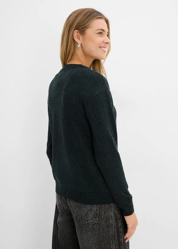 Strikket genser i melert garn med rund hals, bonprix