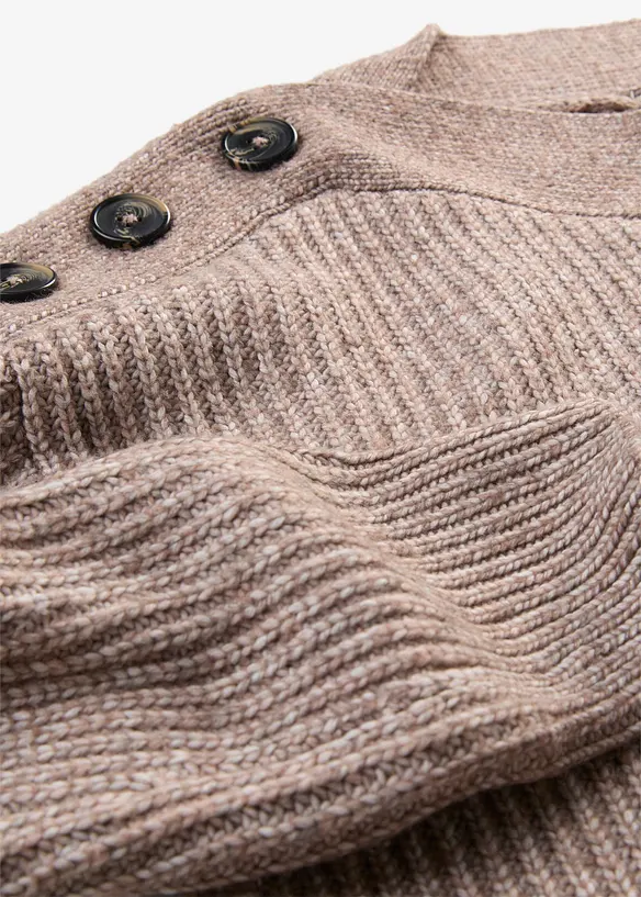 Oversized genser med knapper, bonprix