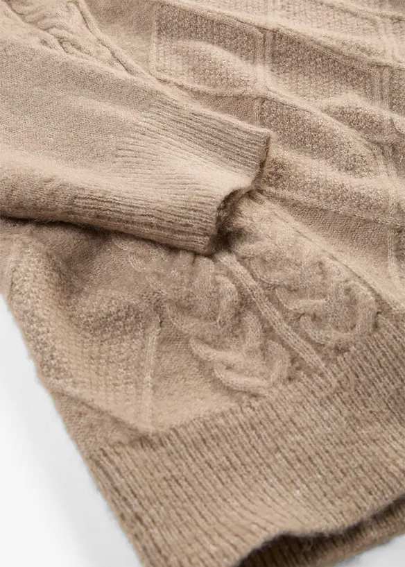 Oversized genser med flettem&oslash;nster, bonprix