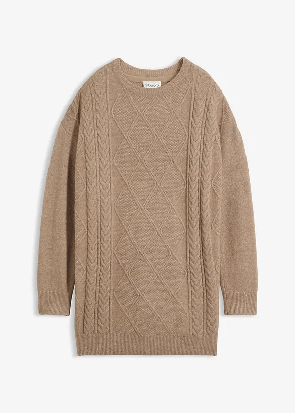 Oversized genser med flettem&oslash;nster, bonprix