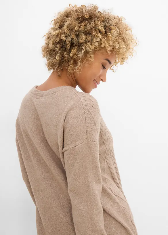 Oversized genser med flettem&oslash;nster, bonprix