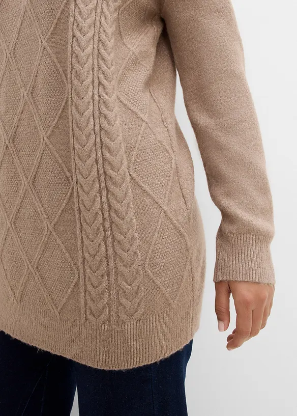 Oversized genser med flettem&oslash;nster, bonprix