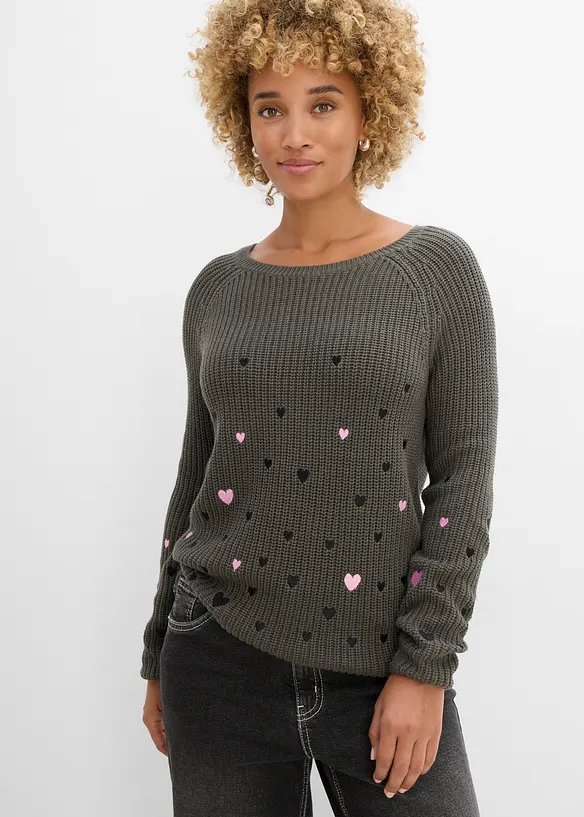 Genser med broderi, bonprix