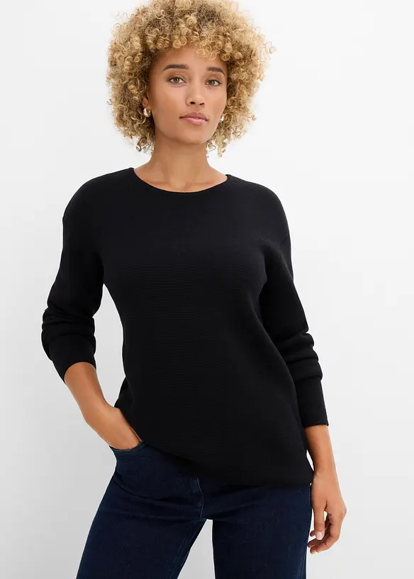 Milano Rib-genser med rund hals, bonprix