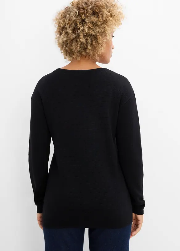 Milano Rib-genser med rund hals, bonprix
