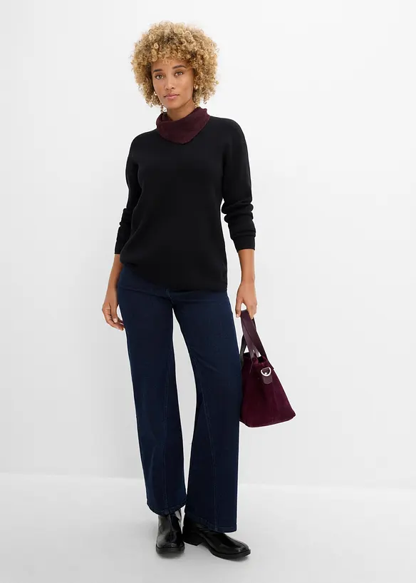 Milano Rib-genser med rund hals, bonprix