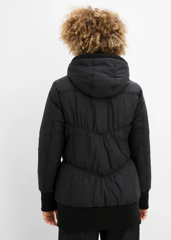 Vattert jakke med bred komfortlinning og hette, bonprix