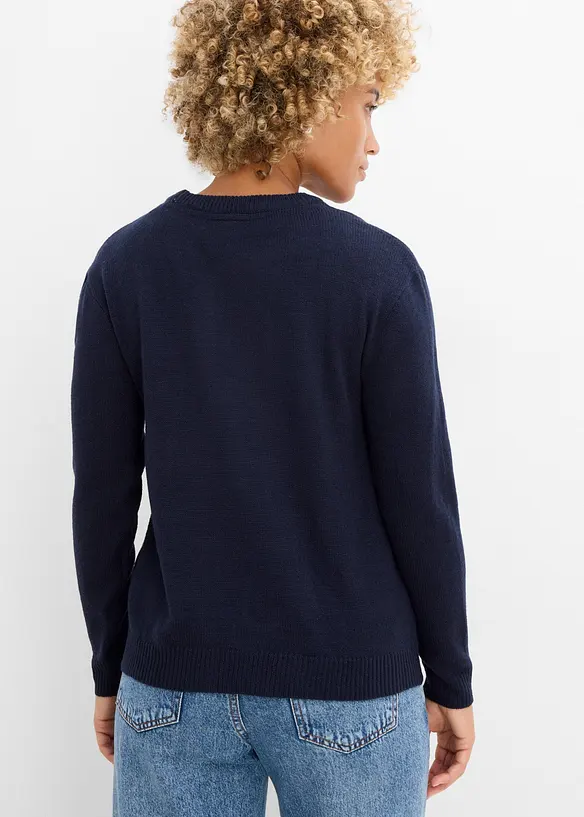 Strikket genser med rund hals, bonprix
