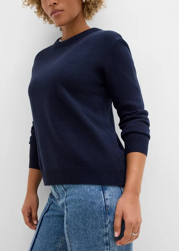Strikket genser med rund hals, bonprix