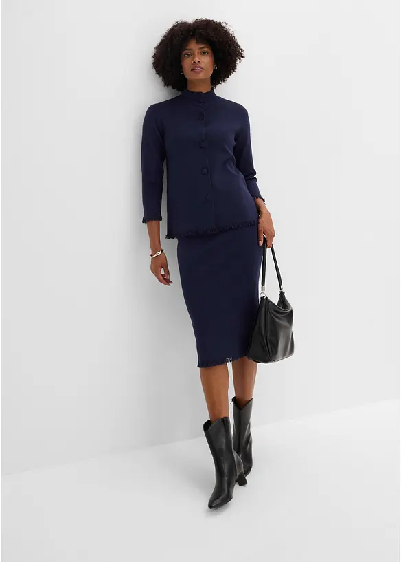Strikket skj&oslash;rt med frynsekant, bonprix