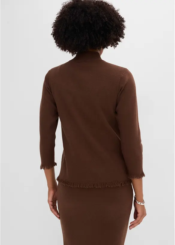 Cardigan med frynsekant, bonprix
