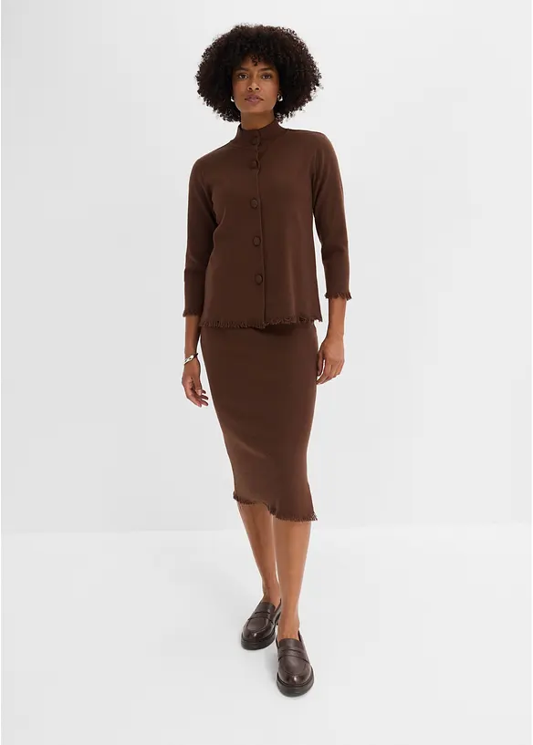 Cardigan med frynsekant, bonprix
