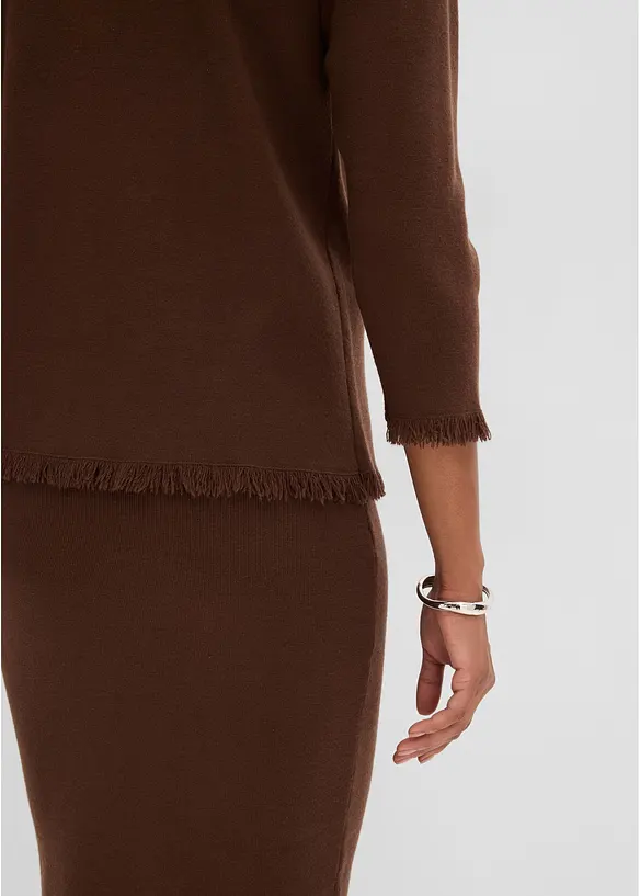 Cardigan med frynsekant, bonprix