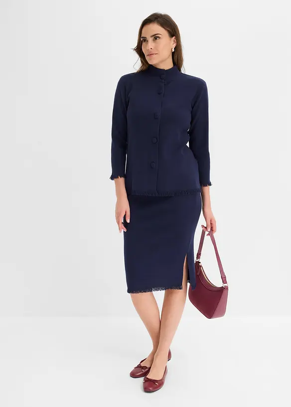 Cardigan med frynsekant, bonprix