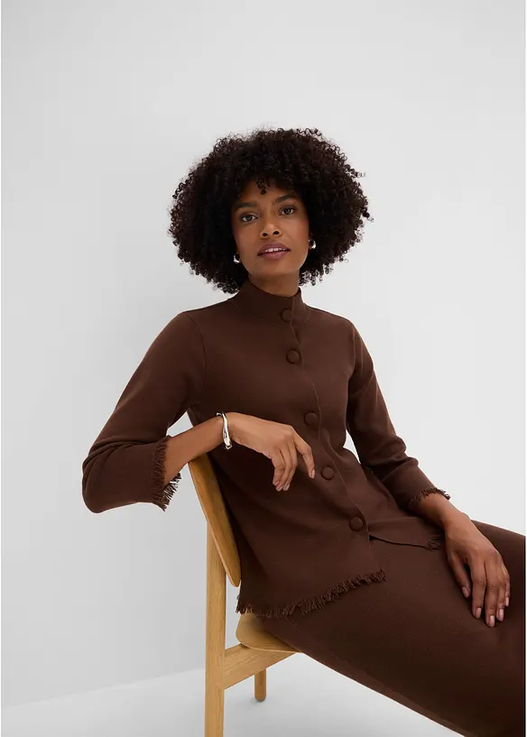 Cardigan med frynsekant, bonprix