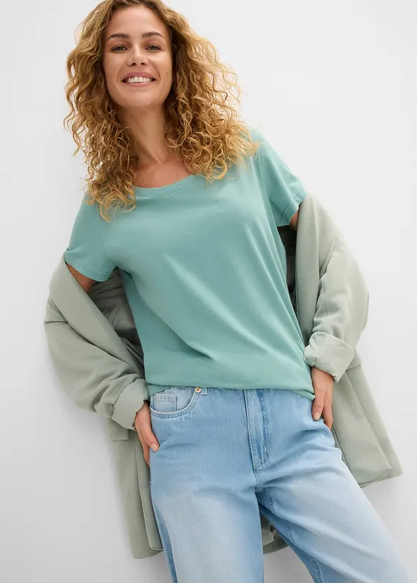 Topp med rund hals (5-pack), bonprix