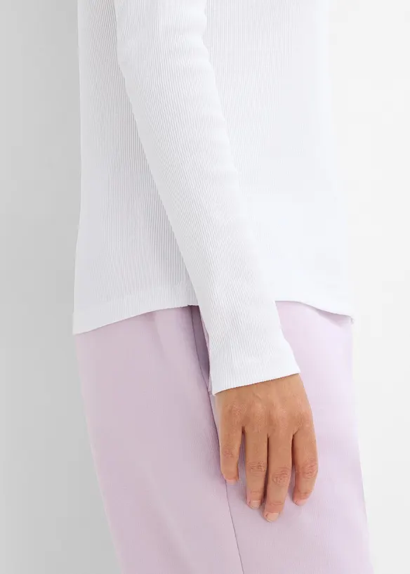 Ribbet topp i 100% &oslash;kologisk bomull (4-pack), bonprix