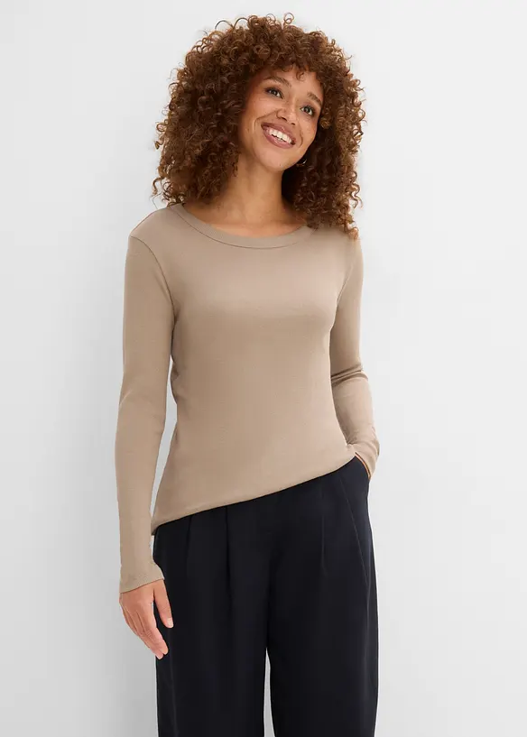 Ribbet topp i 100% &oslash;kologisk bomull (4-pack), bonprix