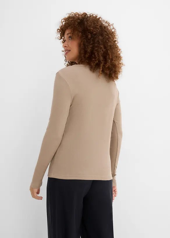 Ribbet topp i 100% &oslash;kologisk bomull (4-pack), bonprix