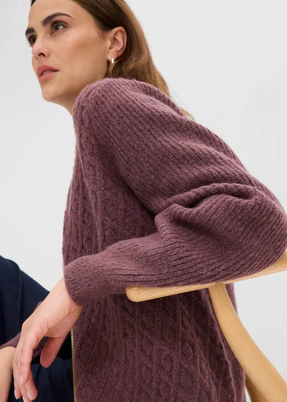 Kabelstrikket cardigan, bonprix