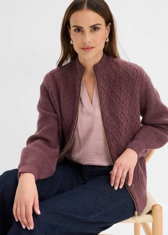 Kabelstrikket cardigan, bonprix