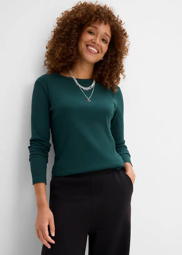 Ribbet topp i 100% &oslash;kologisk bomull (6-pack), bonprix
