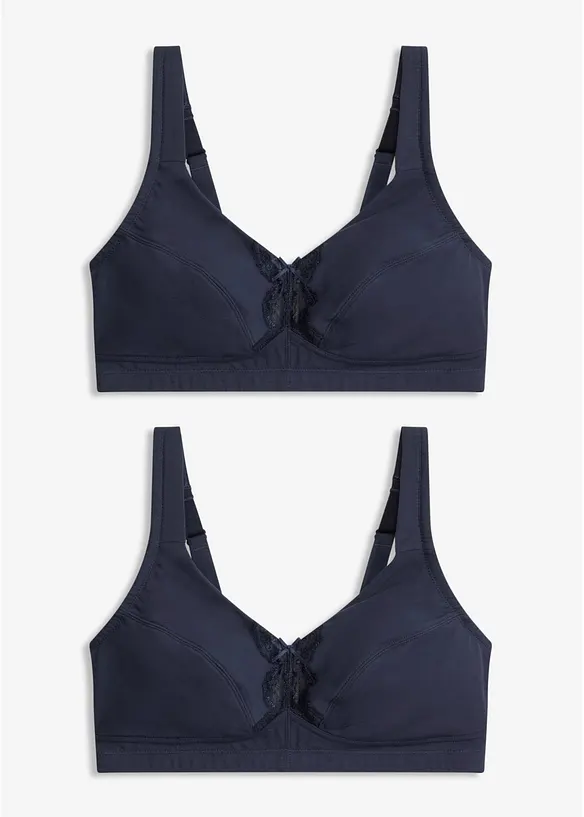 BH uten spiler med &oslash;kologisk bomull (2-pack), bonprix
