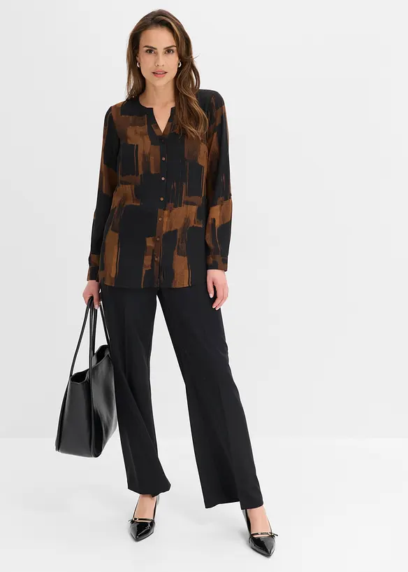 Lang, m&oslash;nstret chiffonbluse, bonprix