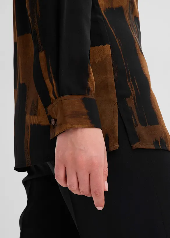 Lang, m&oslash;nstret chiffonbluse, bonprix