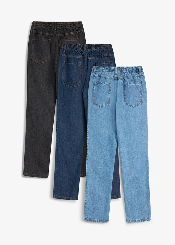 Regular fit pull on-bukse i 100% bomull, straight (3-pack), bonprix