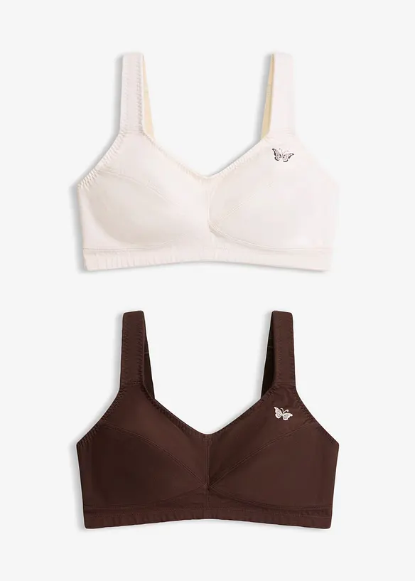 BH uten spiler med &oslash;kologisk bomull (2-pack), bonprix