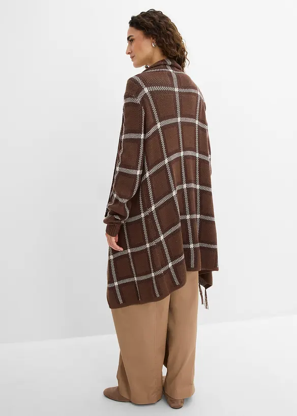 Lang cardigan med frynser, bonprix