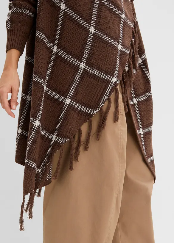 Lang cardigan med frynser, bonprix