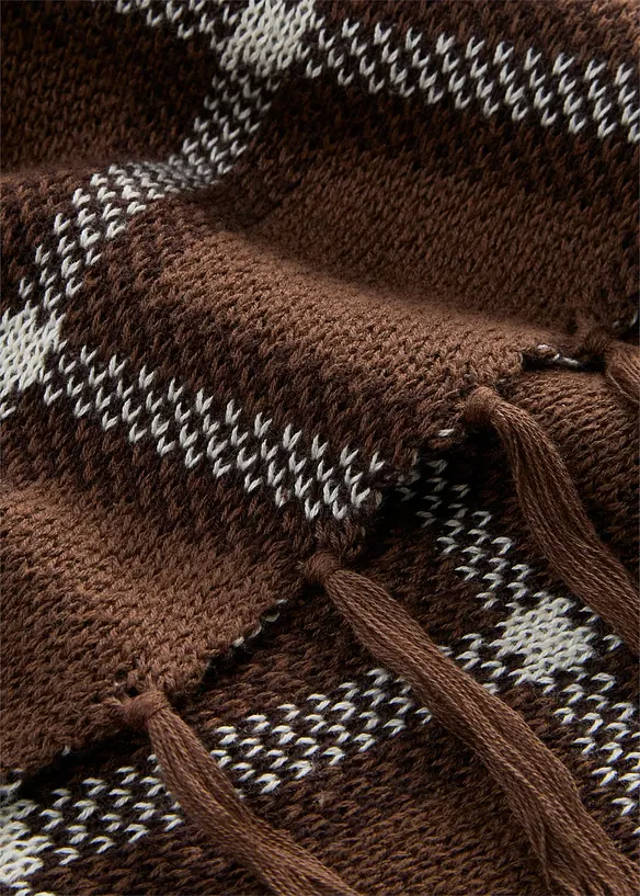 Lang cardigan med frynser, bonprix