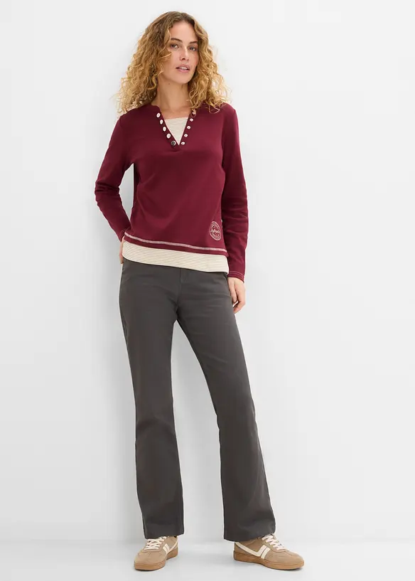 Langermet bomullstopp, 2-i-1-stil, bonprix