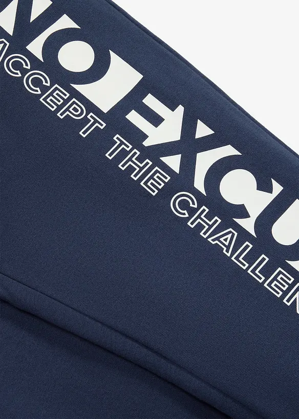 Joggebukse i 100% bomull med sporty trykk, bonprix
