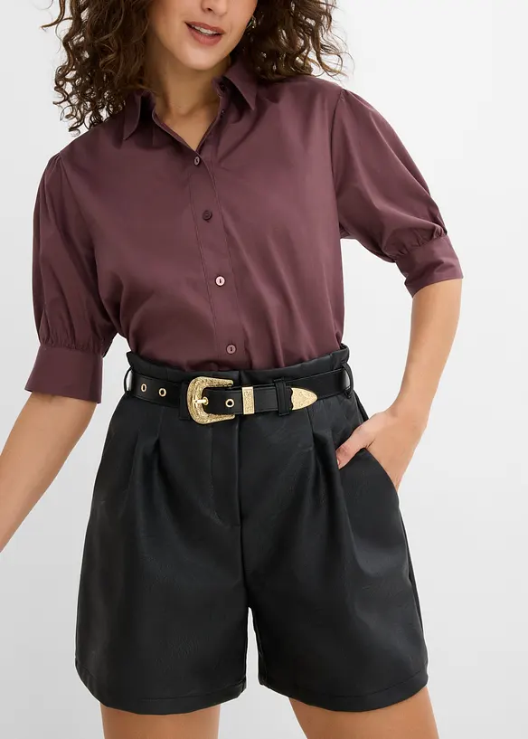 Shorts i imitert skinn med belte, bonprix