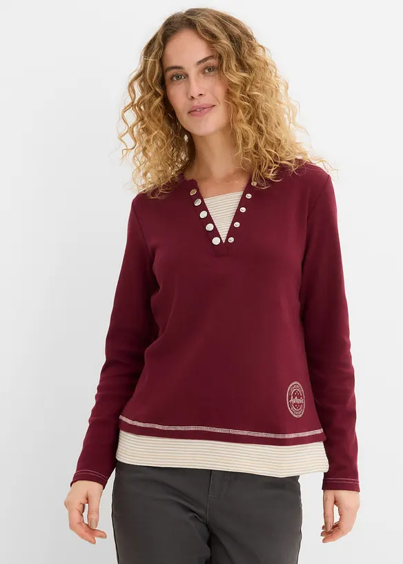 Langermet bomullstopp, 2-i-1-stil, bonprix