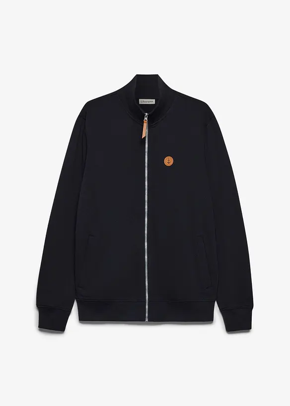 Sweatjakke med detaljer i imitert skinn, bonprix