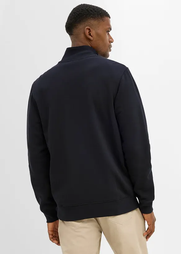 Sweatjakke med detaljer i imitert skinn, bonprix