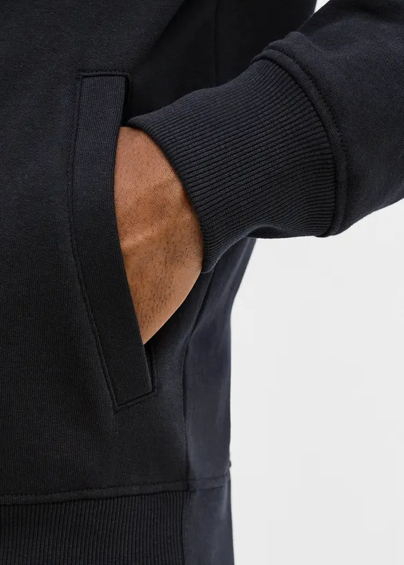 Sweatjakke med detaljer i imitert skinn, bonprix