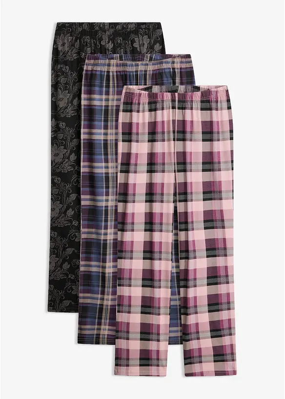Pyjamasbukse i 100% bomull (3-pack), bonprix