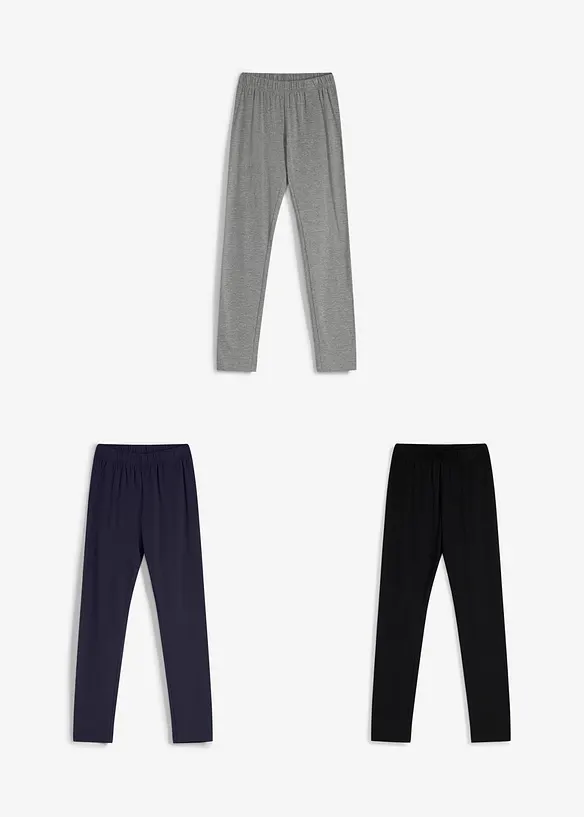 Leggings i elastisk, &oslash;kologisk bomullsmiks (3-pack), bonprix