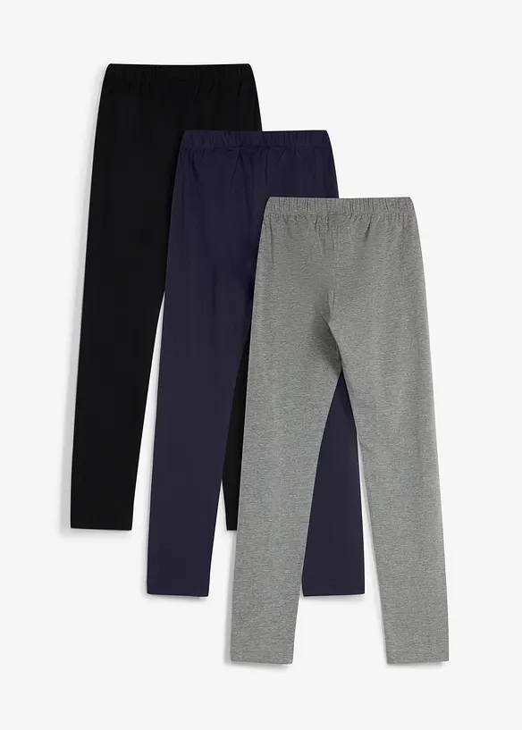 Leggings i elastisk, &oslash;kologisk bomullsmiks (3-pack), bonprix
