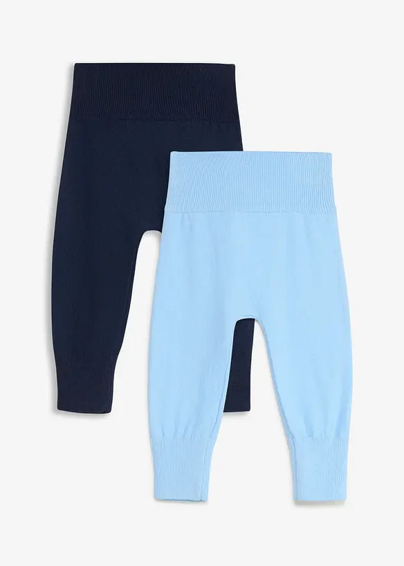 Myk strikkebukse til &aring; vokse i av bomullsmiks (2-pack), bonprix