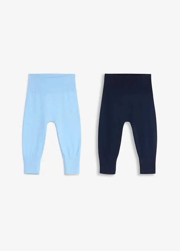 Myk strikkebukse til &aring; vokse i av bomullsmiks (2-pack), bonprix