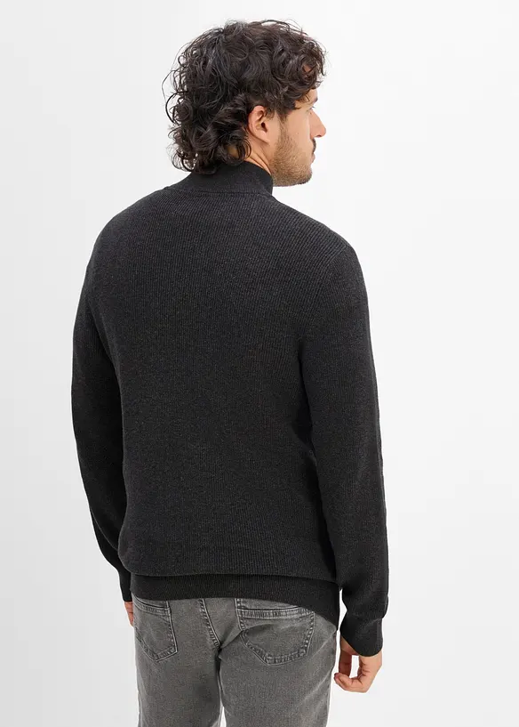 Half zip genser i 100% bomull, bonprix