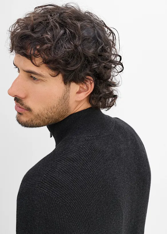 Half zip genser i 100% bomull, bonprix